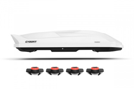 Автобокс CYBORT Inception, 206x80x40 480л, двухсторонний, белый мetallic, быстросъемные крепления краб от магазина ФаркопРос